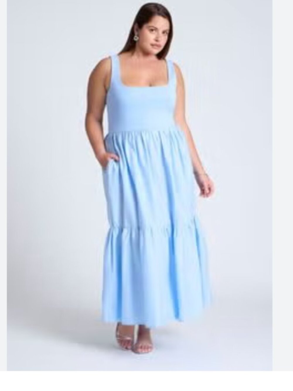 Rickis Cornflower blue tiered cotton maxi dress XL